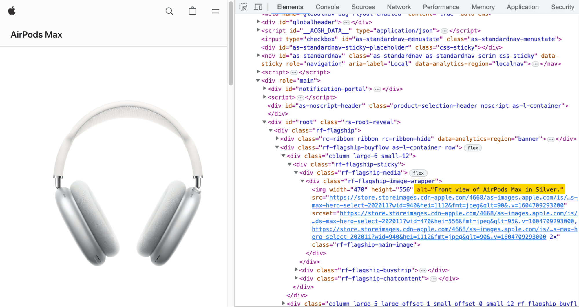 Mise en évidence du code des Airpods Max, via apple.com