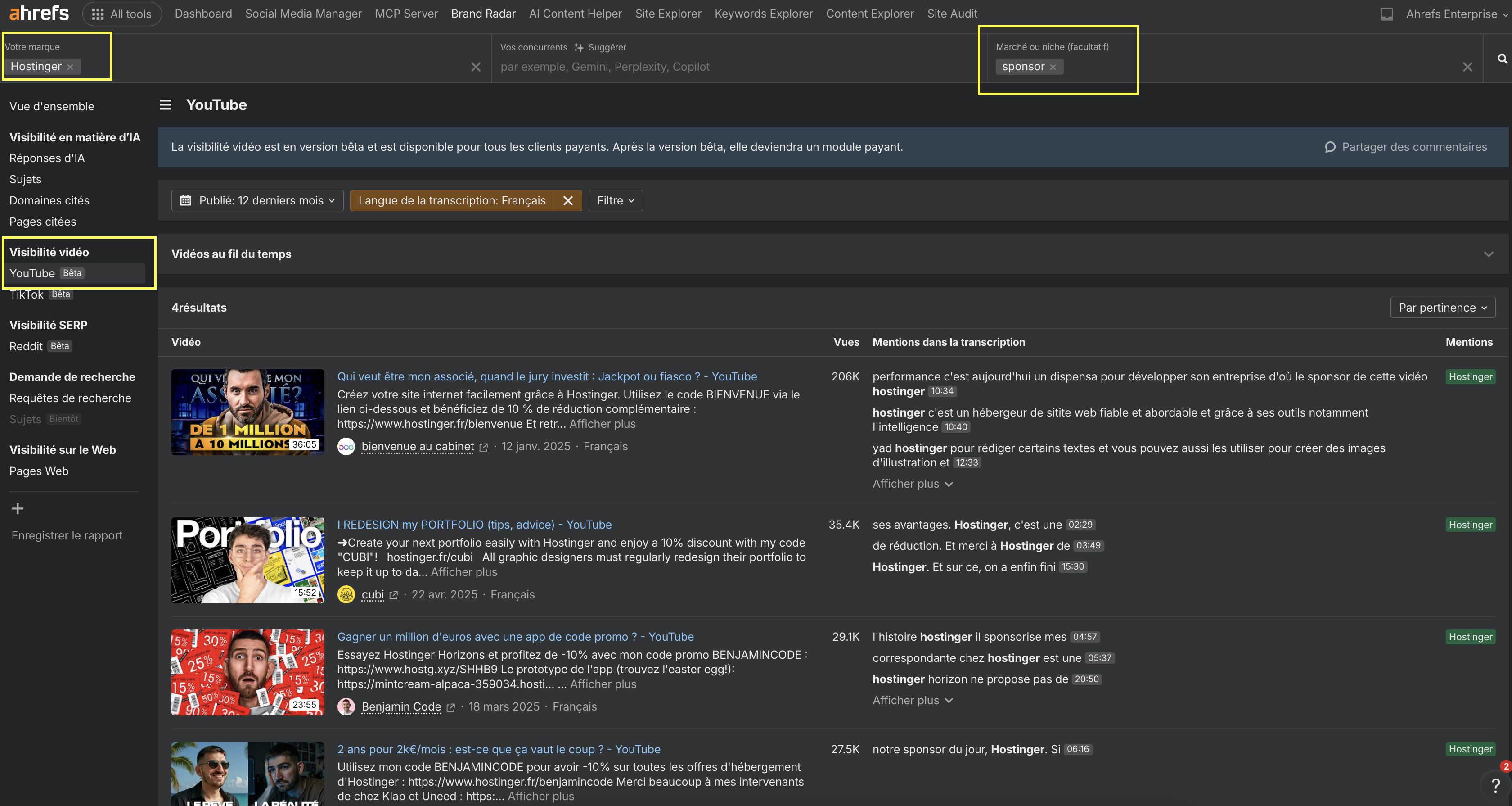 trouver opportunites partenariats youtube