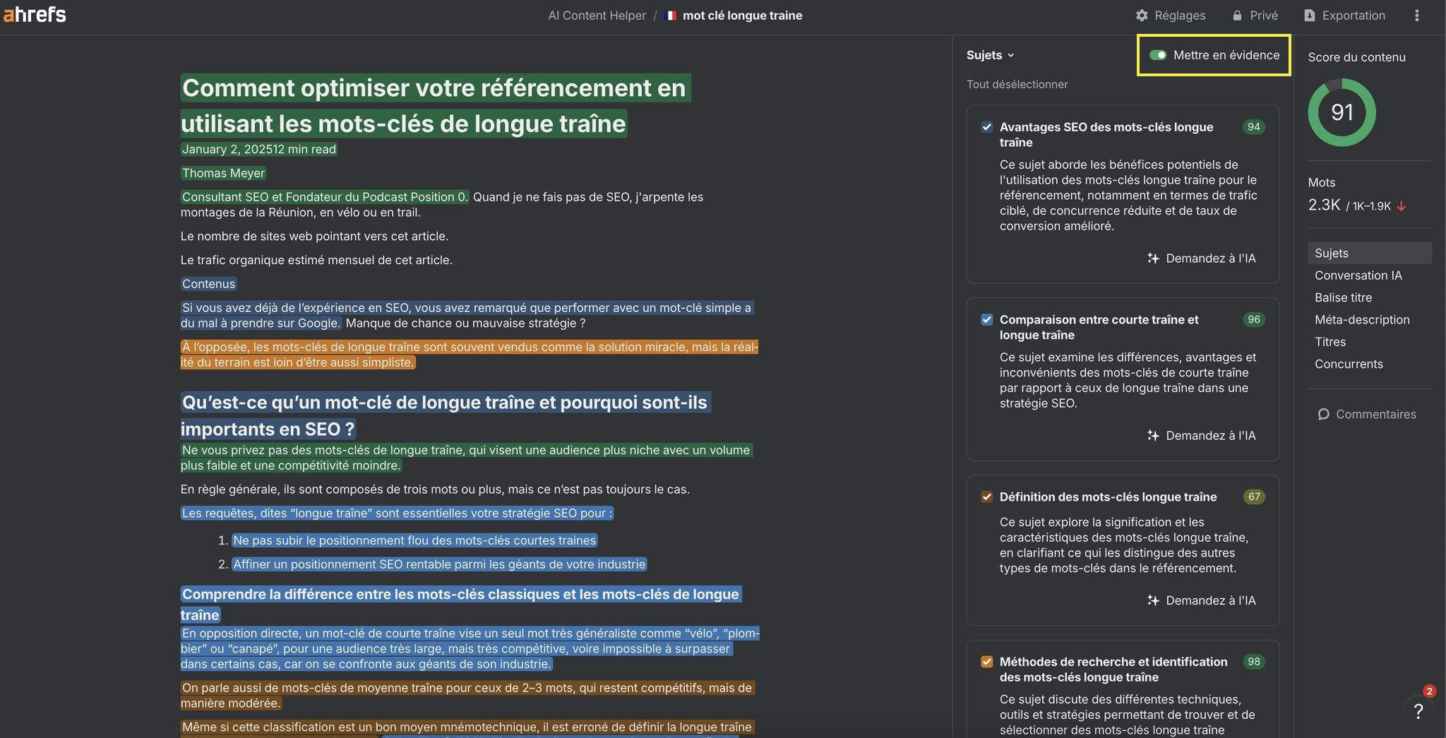 tuto ai content helper ahrefs