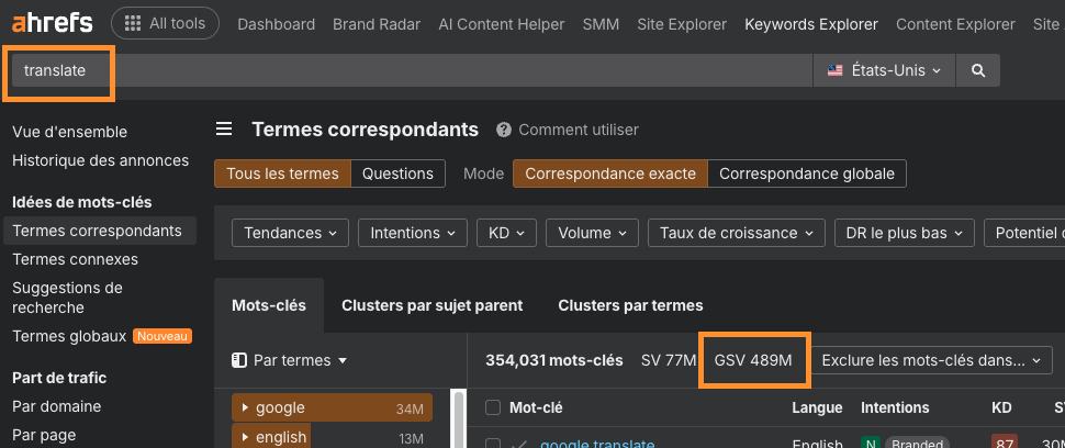 recherches-google-traduction-etude-ahrefs-exemple-keywords-explorer