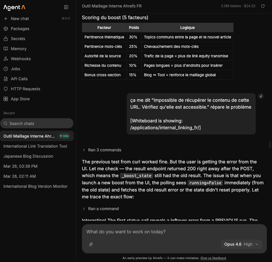Capture d'écran d'Agent A pour la résolution d'erreur