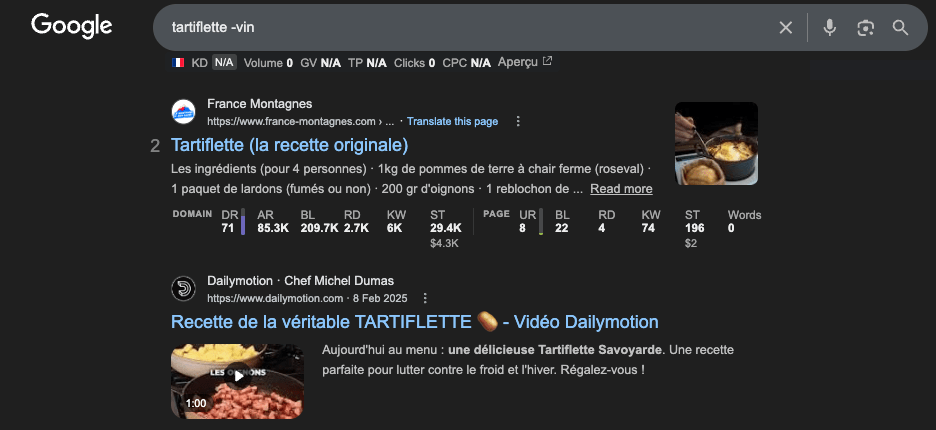 Exemple d'opérateurs de recherche Google 