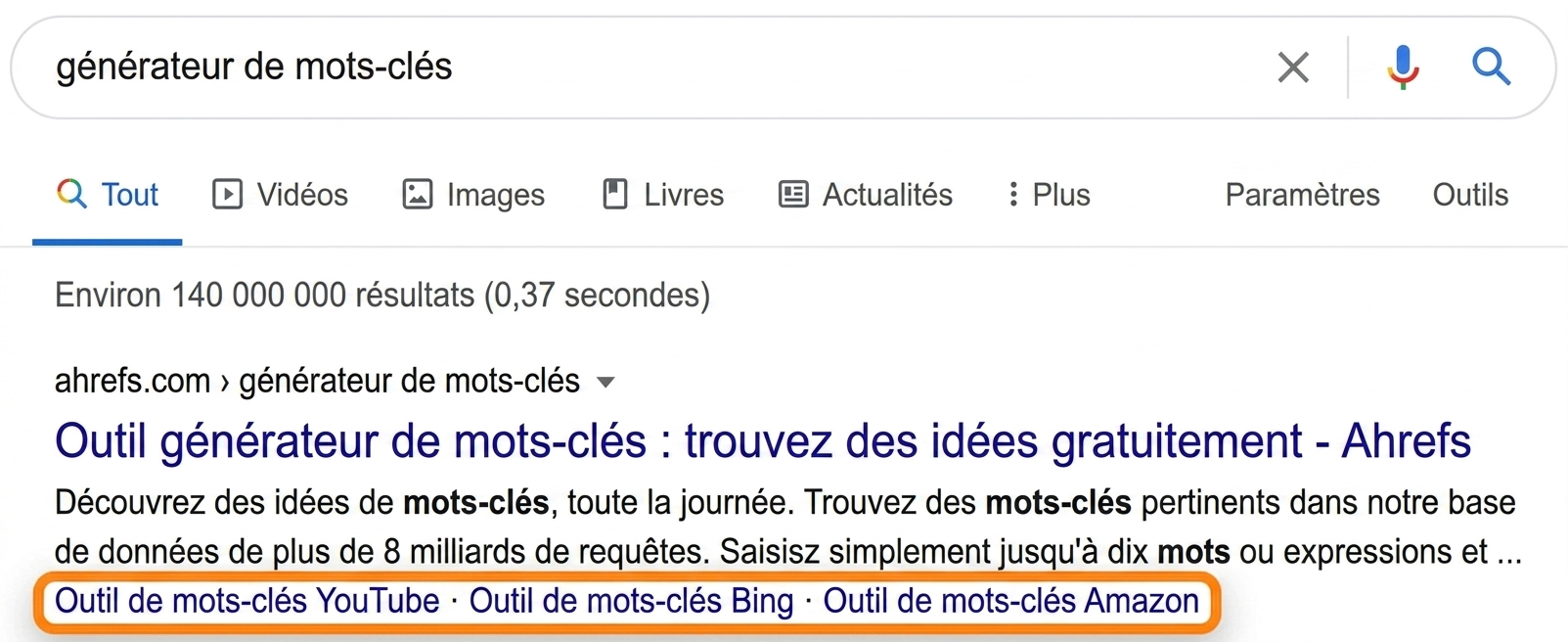 sitelinks-gratuits-sur-une-ligne-exemple-ahrefs-serp