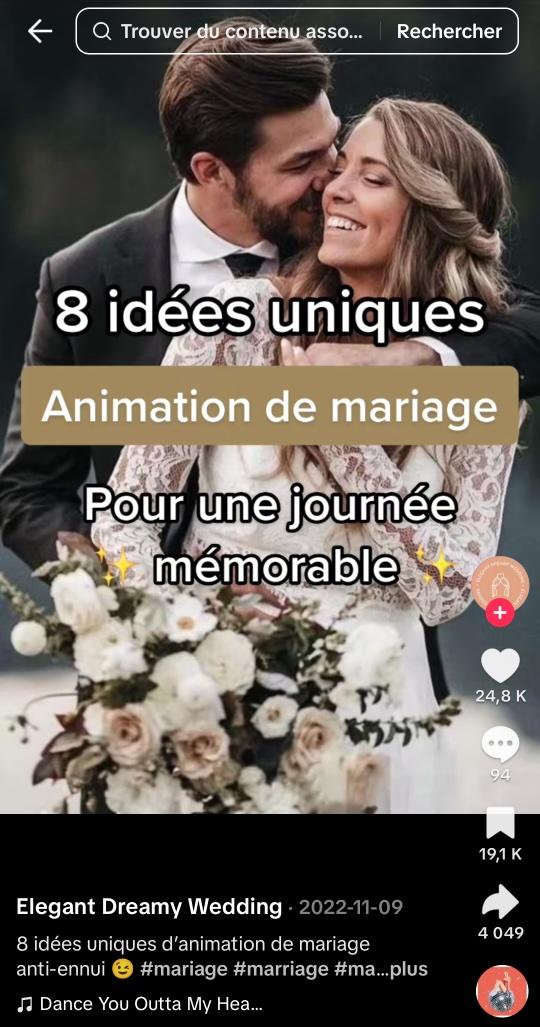 TikTok sur des idées d'animation de mariage