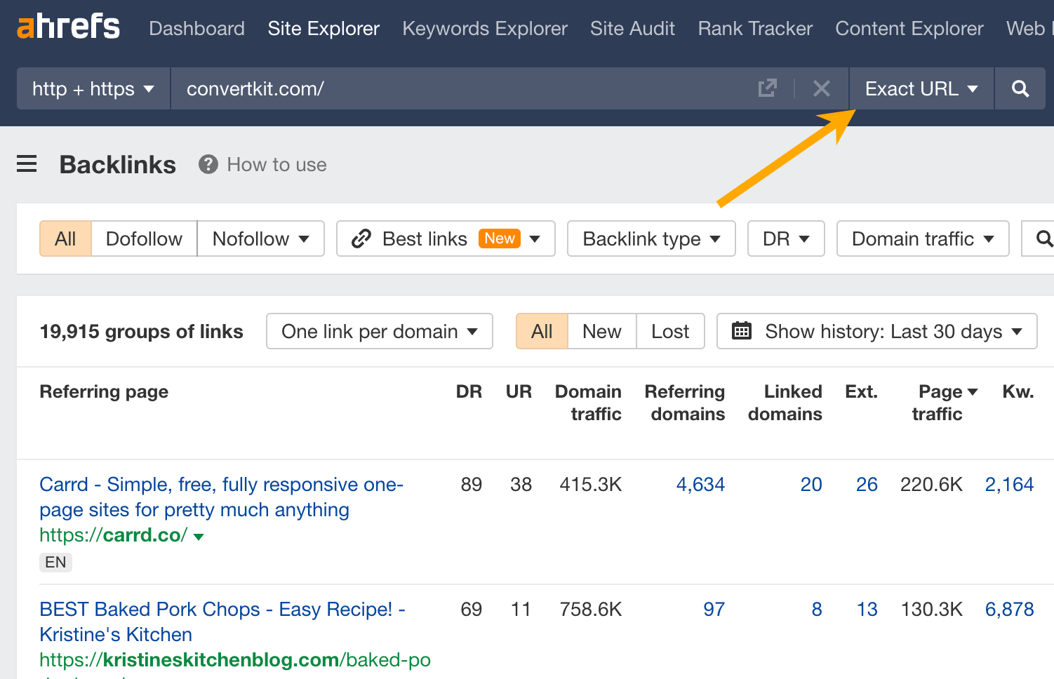 site explorer ahrefs