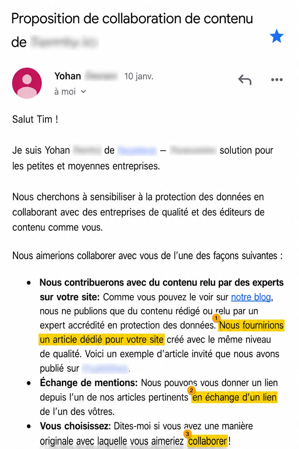proposition de collaboration de contenu