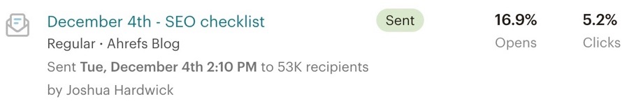 mailchimp recent email campaign