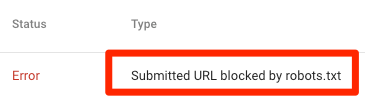 submitted url blocked by robots