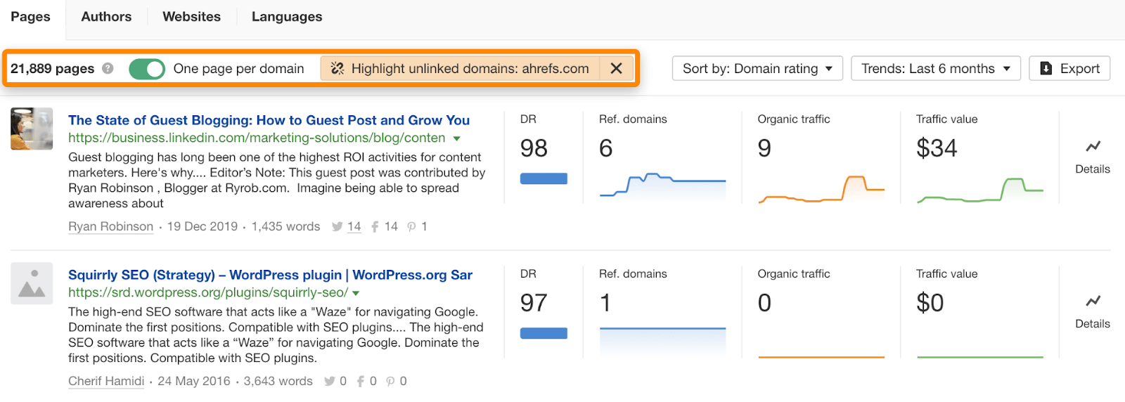 20 content explorer unlinked domains