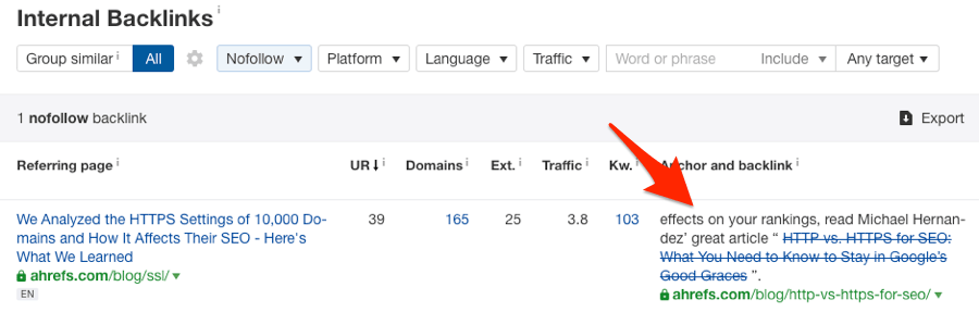 nofollow internal link blog