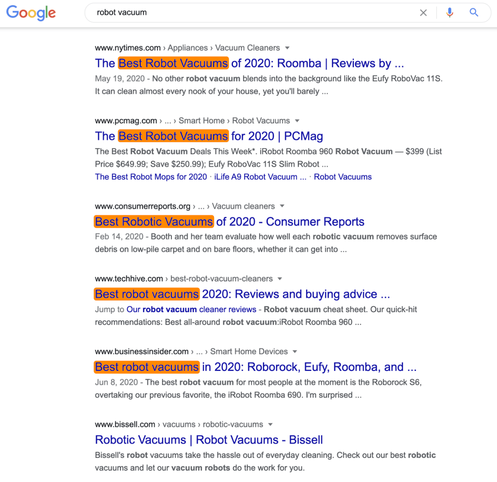 Googleで『ロボット掃除機』の検索結果

