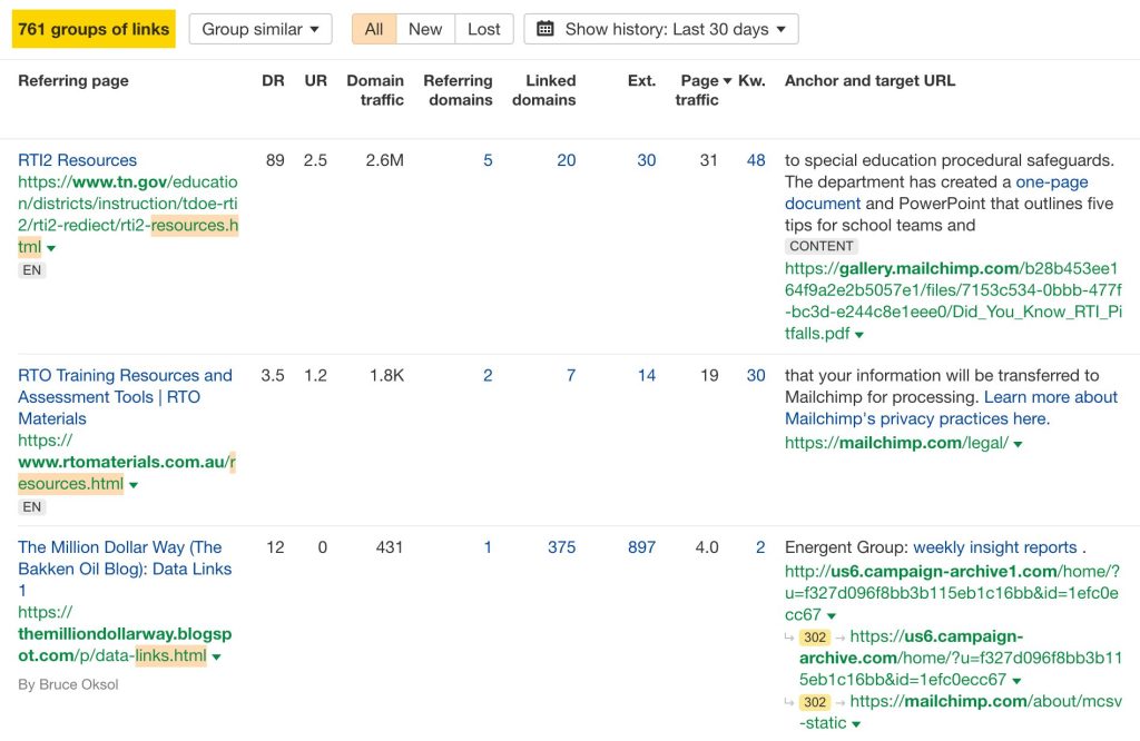 フィルタを適用して「結果を表示」をクリックした画面
