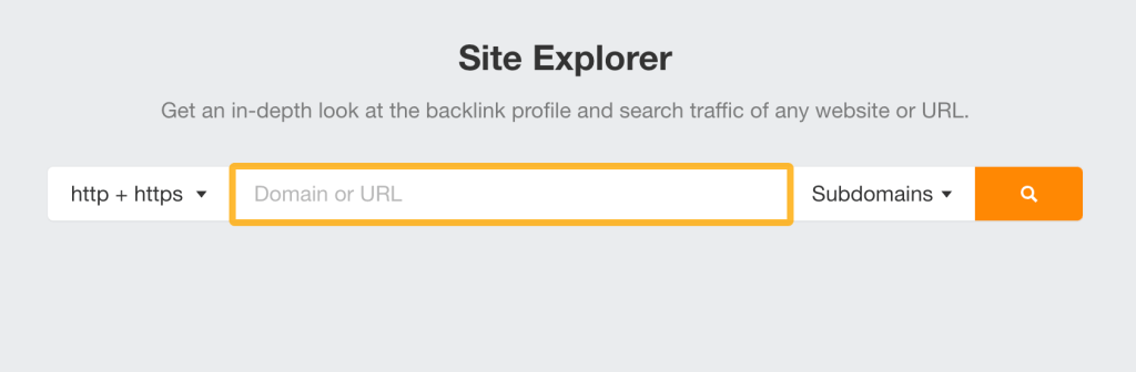 AhrefsのSite ExplorerでURLを入力する画面
