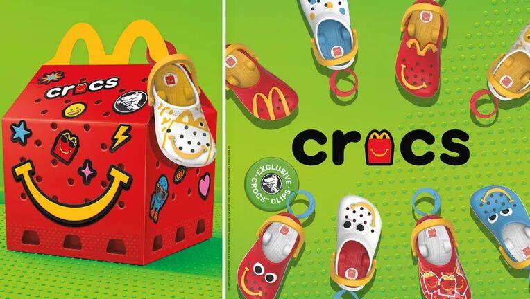 マクドナルドと Crocs のハッピーミールのおもちゃの報道写真