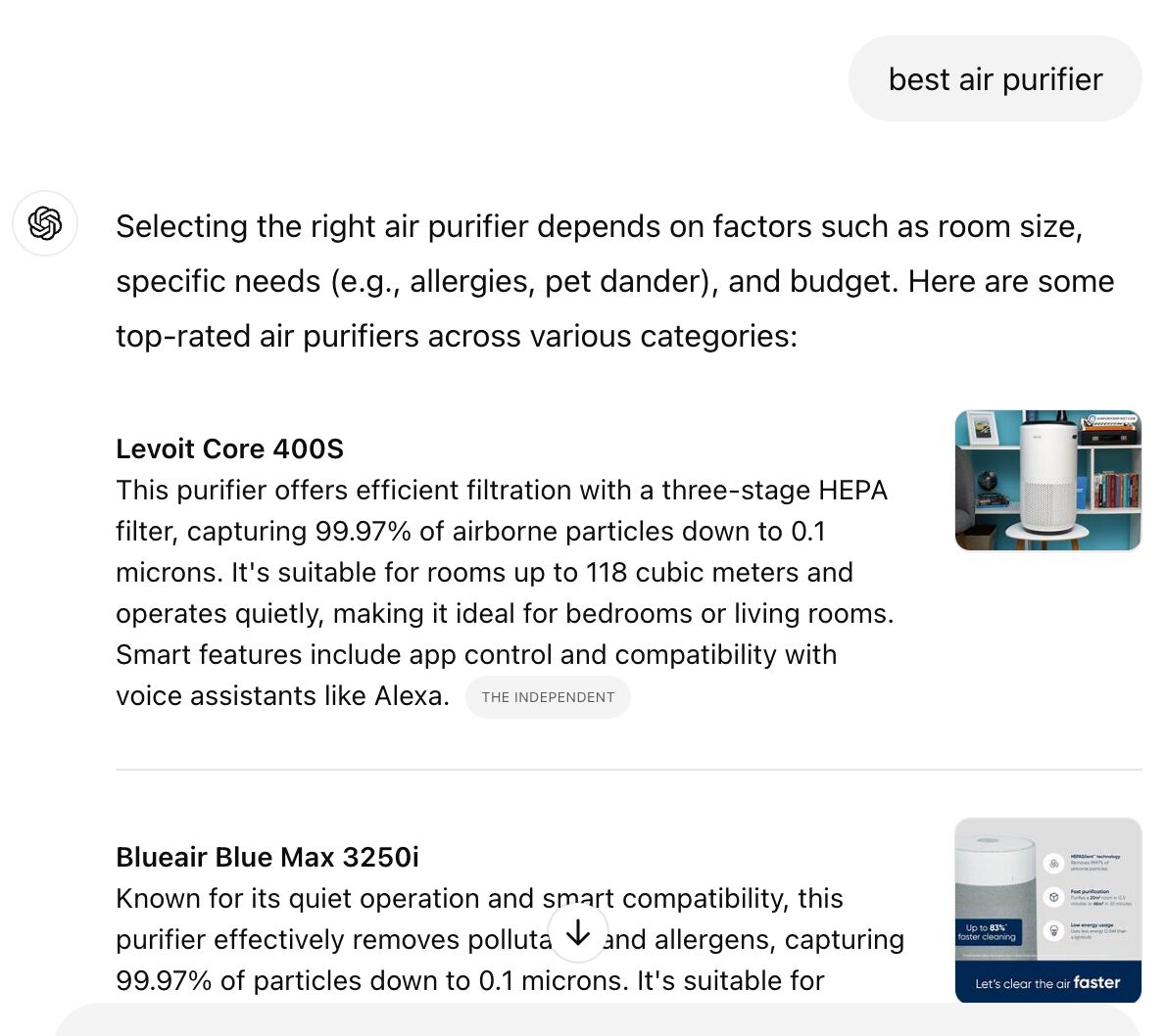 ChatGPT の商品の推奨