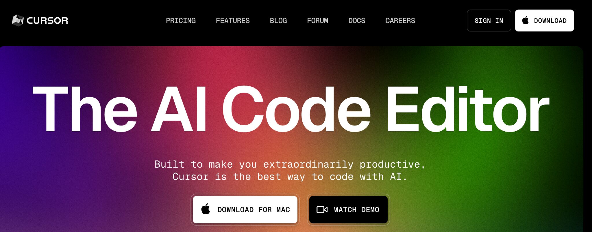 Cursor のヘッダーのスクリーンショット