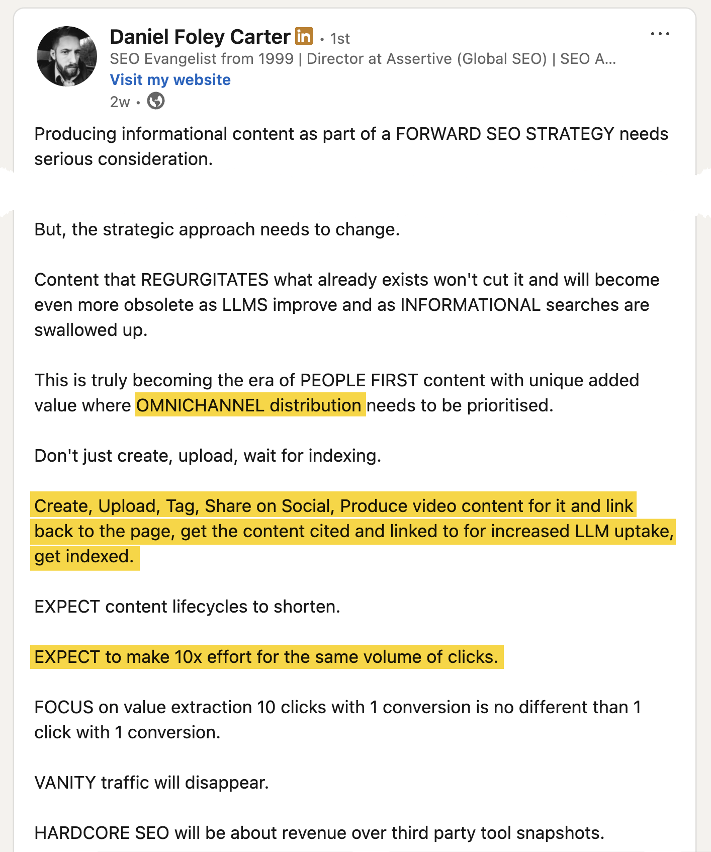 ダニエル・フォーリー・カーターさんの LinkedIn 投稿