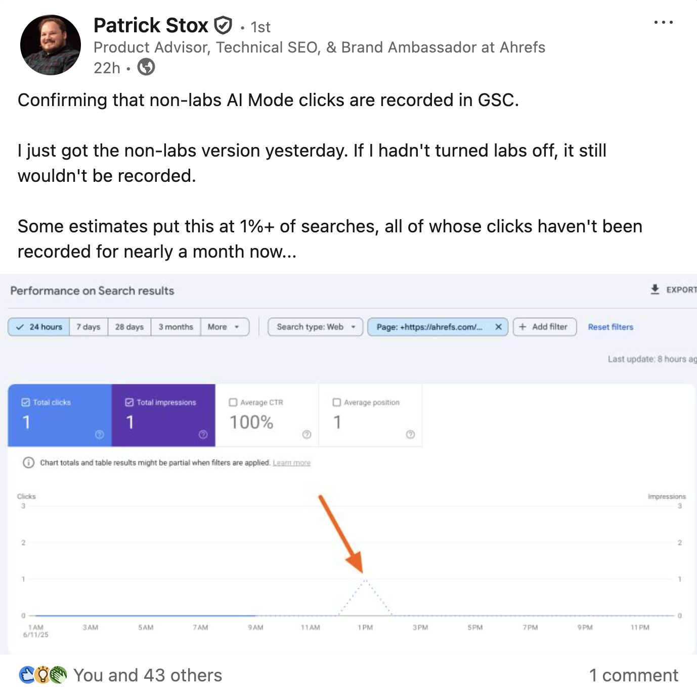 パトリック・ストックスの LinkedIn 投稿