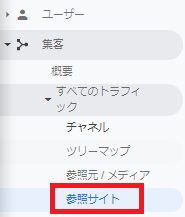 Google アナリティクスの項目の参照サイト