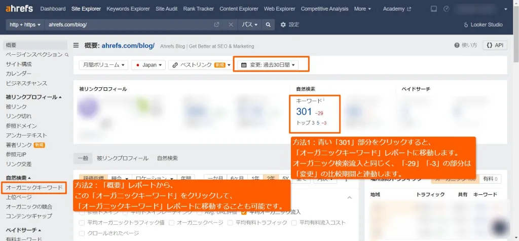 オーガニックキーワードレポートの設定