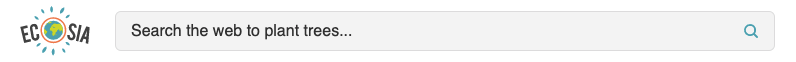 Ecosiaののトップページと検索バーの表示例