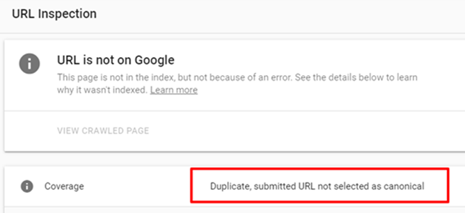 Search Console のURL 検査ツールを使用して、Google がそのページをどのように認識しているかを確認する画面