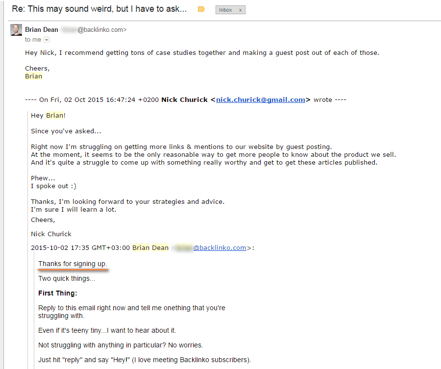 ニュースレターメールへのアウトリーチメッセージの例