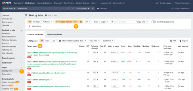 バックリンク レポートとベスト バイ リンクレポートの画面