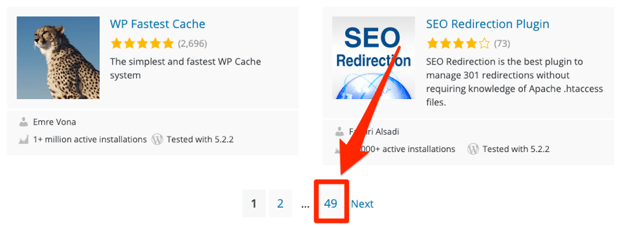 WordPressのプラグインディレクトリで“SEO “を検索した結果画面