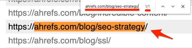サイトマップのURLにアクセスし、ページを検索する画面