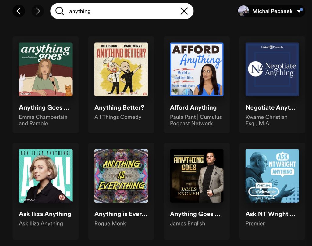 ポッドキャストのトップ画面