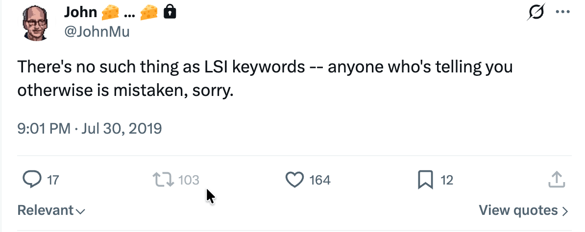 LSI キーワードについて、かなり決定的な見解を示す Google の ジョン・ミューラーさん。