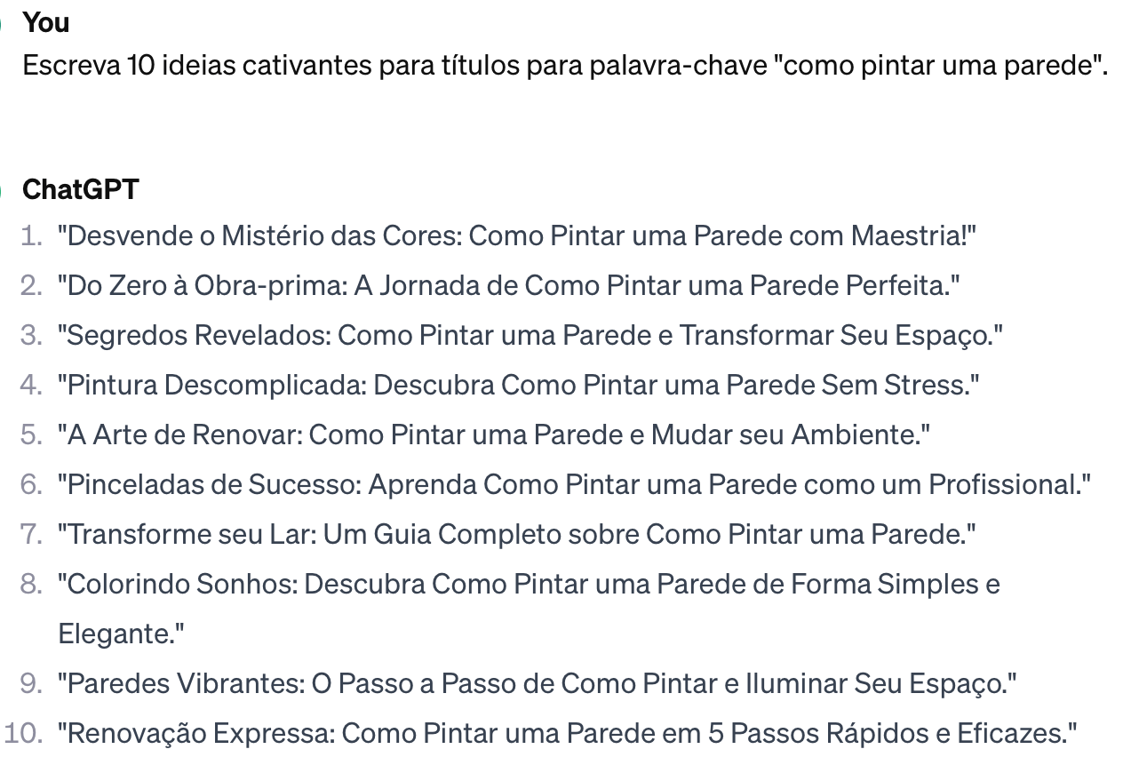 Generating page titles in ChatGPT