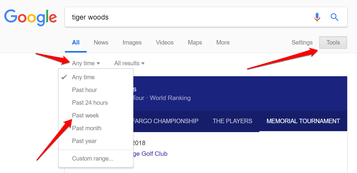 tiger woods google searh