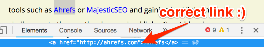 correct link ahrefs
