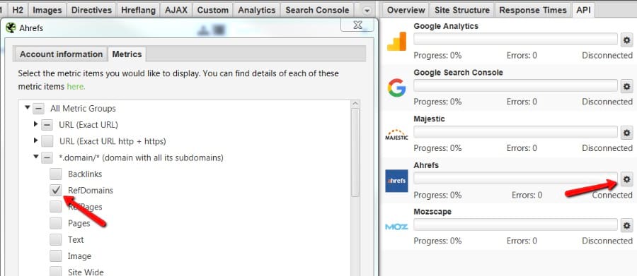 ahrefs screaming frog api