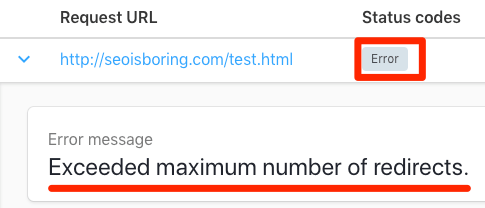 http status code checker too many redirects