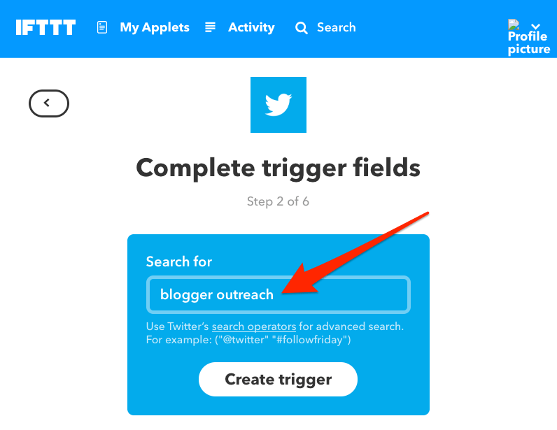 new tweet from search