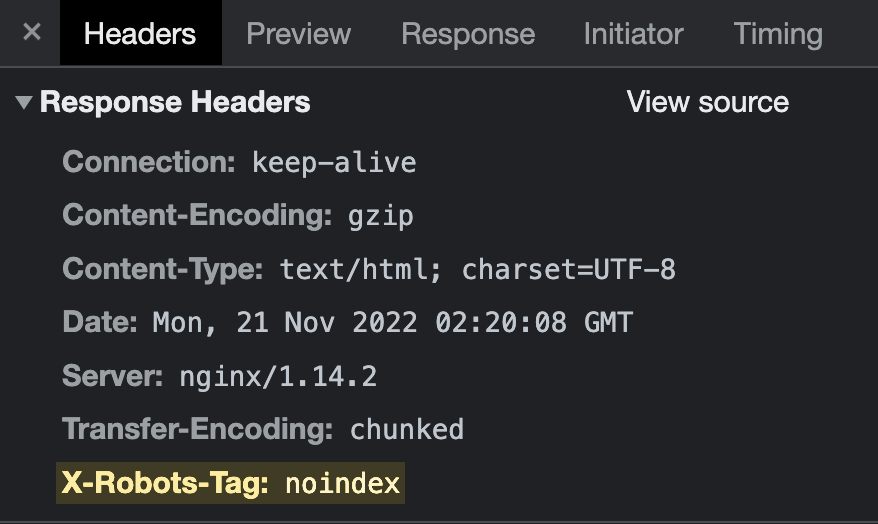 X-Robots-Tag example