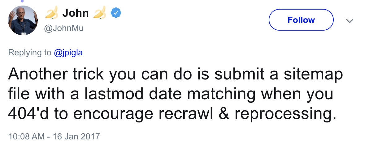 John Mueller explaining how to use lastmod to potentially speed up recrawling