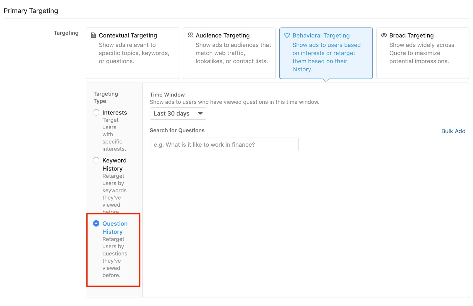 Create an Ad Set Quora 2