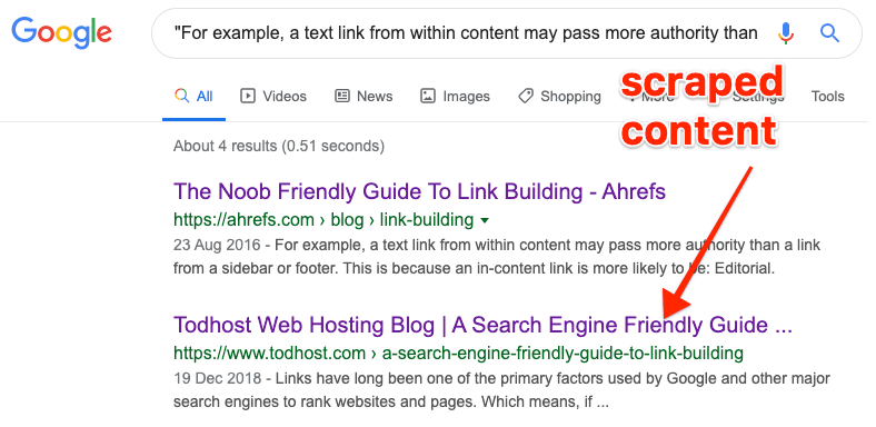 scraped content google