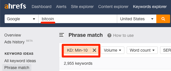 low difficult keywords ke
