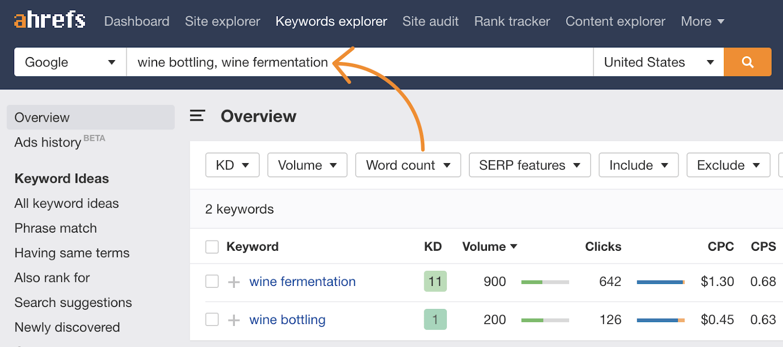 14 keywords explorer wine searches