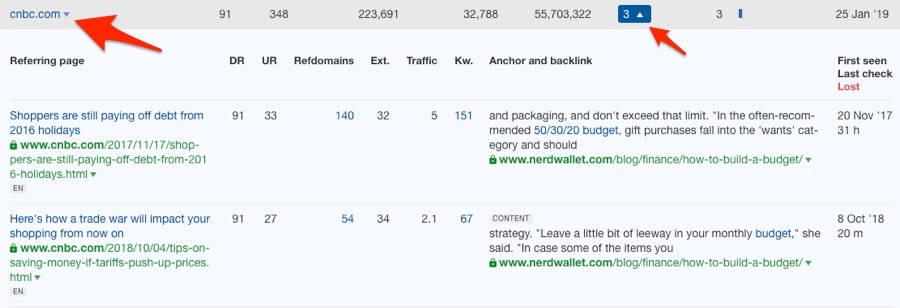 links from referring domain