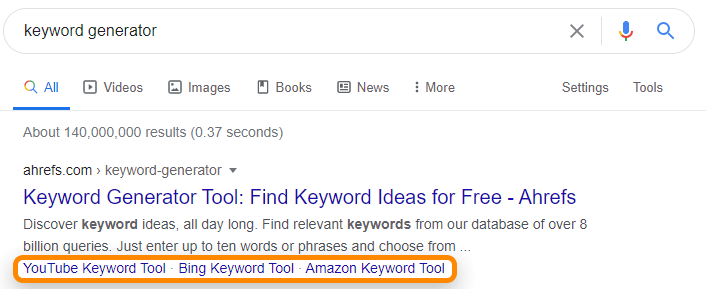 3 one line sitelinks