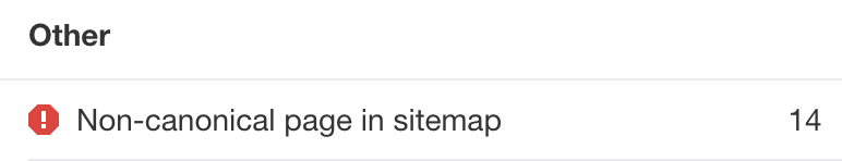 Non-canonical page in sitemap error in Site Audit