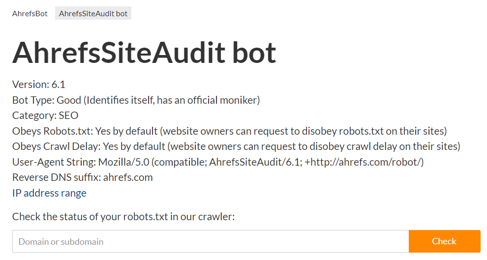 ahrefs site audit bot
