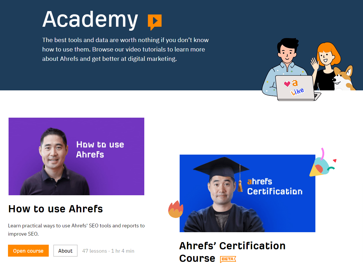 page de l’Academy Ahrefs