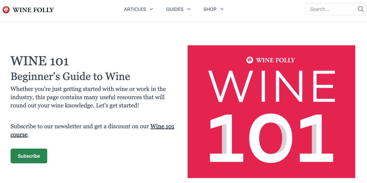 Excerpt of Wine Folly's guide